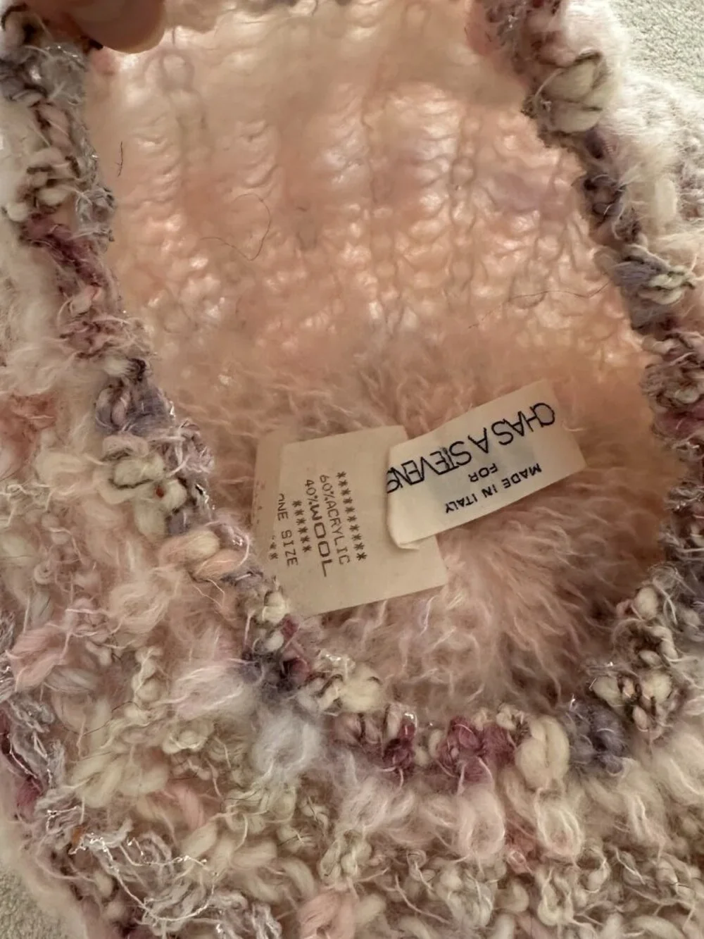 Chas A Stevens Vintage Hat Made in Italy Wool Knit Slouchy Beret Hat Pink Earthy